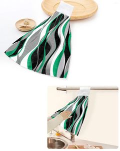 Handdoek vast abstracte lijn gradiënt smaragdgroene hand handdoeken huis keuken badkamer hangende vaatdoek absorberend aangepaste doekje