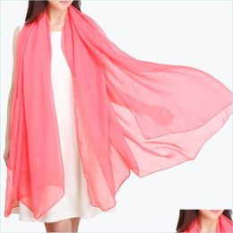 Handdoek solide kleur chiffon zonnebrandcr￨me 180x75 cm lange pure zijden zomjes sjaal strand handdoek druppel levering huizen tuin textiel dhmjs