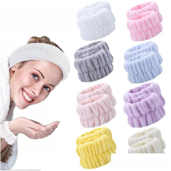 Toalla Spa Muñeca Banda de lavado Microfibra Banda de lavado Pulsera Lavado Cara Pulseras absorbentes Muñecas Banda para el sudor Prevenir la gota de líquido Deliv DHHBA