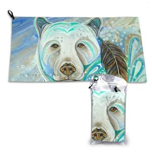 Serviette Spirit Bear séchage rapide salle de sport bain de sport Portable Kermode blanc Spir noir fluide Art acrylique Pour