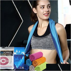 Stock de serviettes Serviettes froides glacées 30x90cm été refroidissement insolation sport exercice refroidisseur course à pied gymnase équitation séchage rapide doux respirant goutte Dhyic