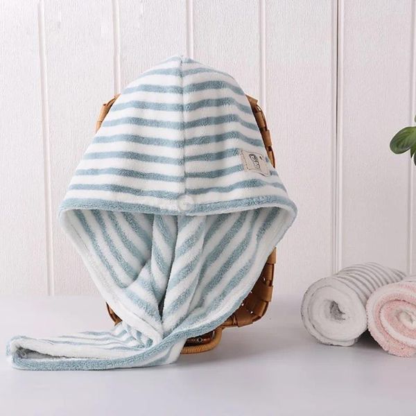 Serviette Stripe Boy fille douche de salle de bain serviettes de cheveux secs microfibre micro-cutanée douce cutanée absorbant Séchage CAP