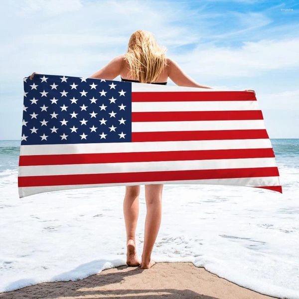 Toalla Playa de verano 90 180 cm Bandera de EE. UU. Microfibra Wearable Impreso Estrella Raya Agua Absorbente Traje de baño Ducha Baño de gran tamaño