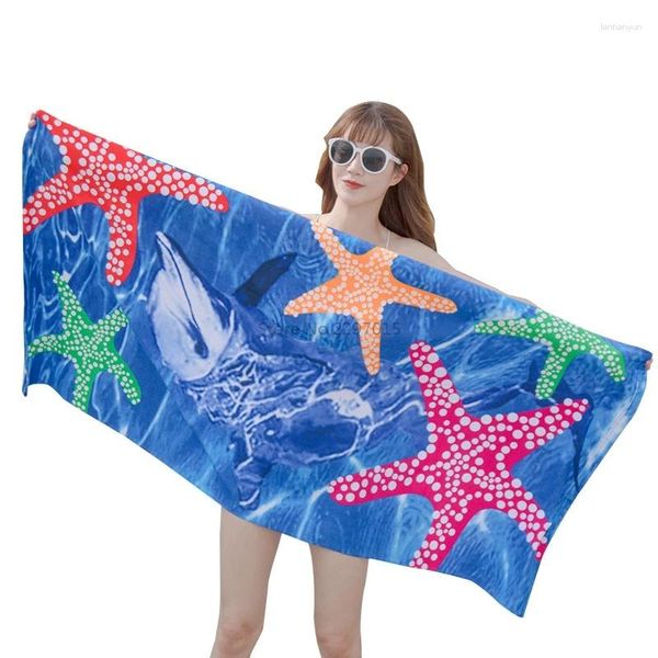 Toalla verano fresco fresco estrella estampada mujeres natación natación microfibra chicas envoltura bañera ducha acogedora 150 70 cm tamaño