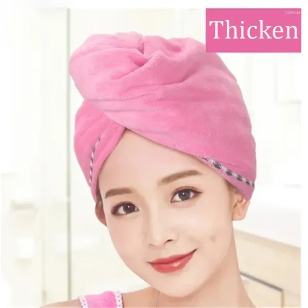 Toalla espesor de cabello para mujeres envoltura de microfibra turbante para turbante de turbante rápido ducha de baño toallas secas rápidos