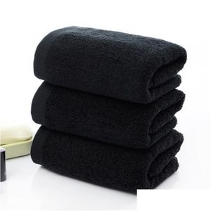 Serviette de bain noire en pur coton doux, pour salle de bain, El Hine, lavable, Ksi999, textile de maison, jardin, maison, Dhofo