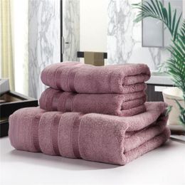Handdoek handdoeken Set gestreepte bamboe vezel bad dikke douche badkamer huis spa gezicht voor volwassenen toalla serviette 3 stks/set handuch