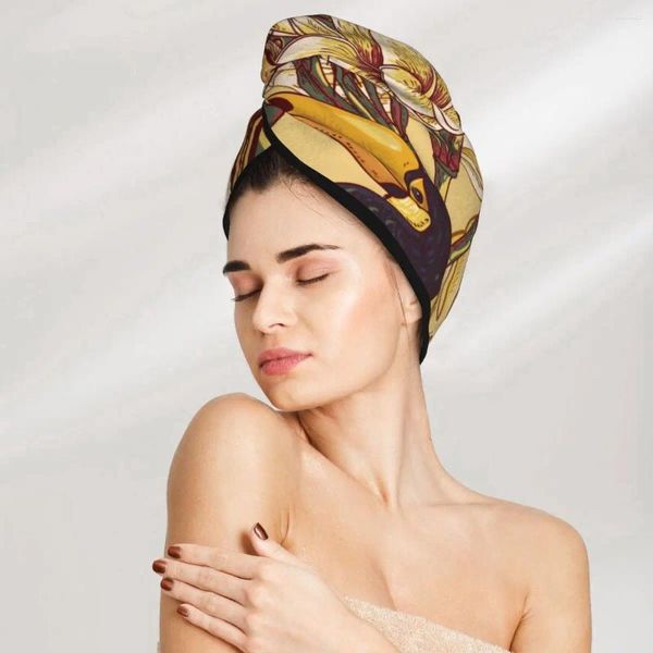 Serviette Tropical Floral Tiger Cheveux Bath Bath Tard Turban Enveloppe rapide sec pour séchage des femmes Salle de bain