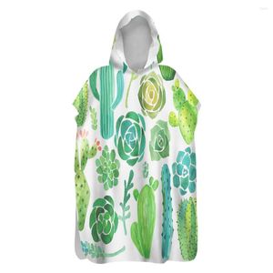 Serviette Tropical Plante Succulente Feuilles Cactus Ananas Sable Sans Capuche Poncho Surf Piscine Nager Plage Robe À Langer Cadeau De Vacances