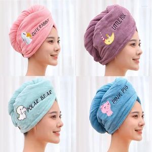 Serviette Turban tête enveloppement outils de bain Microfibre après douche séchage des cheveux femmes filles dames séchage rapide chapeau casquette rose