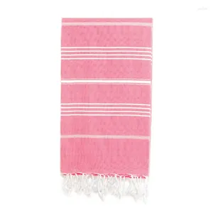 Serviette en coton turc, jolie serviette de bain rose, absorbante, multifonctionnelle, Textile de maison rayé, plage avec frange