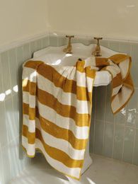 Serviette vintage ins bain couleur solide coton pur à rayures pour laver le visage absorbant les serviettes adultes