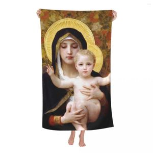 Serviette vierge marie des lys plage personnalisé chrétien catholique doux lin microfibre serviettes de douche