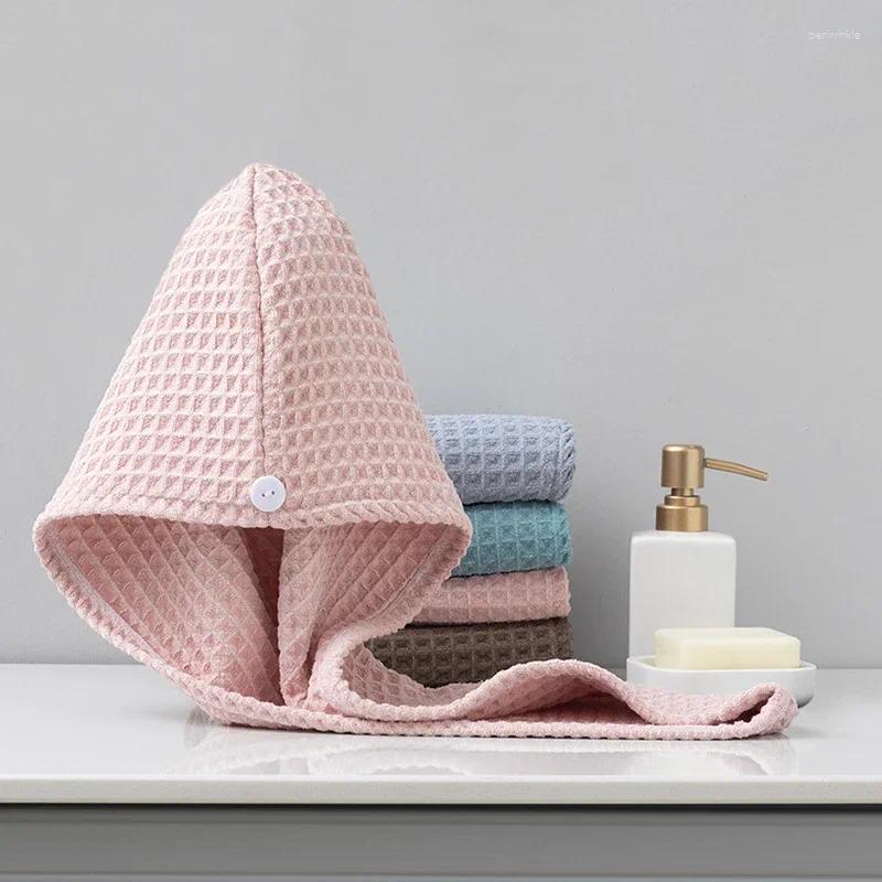Handtuch Waffel saugfähige Haarhandtücher schnell trocknend weiche Frauen Kopf Turban für Anti-Frizz Dusche Bad Wrap Hut