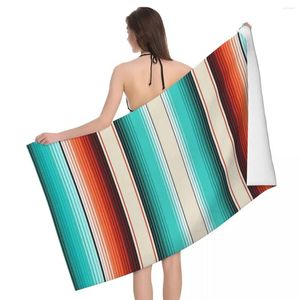 Serviette de bain blanche turquoise et Orange brûlée, Serape du sud-ouest, 80x130cm, douce pour la peau, cadeau de vacances en voyage