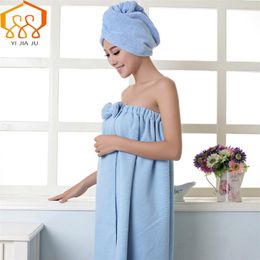 Handdoek Dames Bad Microfiber Stof Strand Zachte Wrap Rok Dry Hair Cap Set Super Absorberend Huis voor kamer 210728