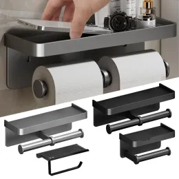 Toallas Aleación de aluminio Soporte de papel higiénico Papel higiénico Papel higiénico Murnado WC Papel Soporte de teléfono Estante de toalla Accesorios de toallas