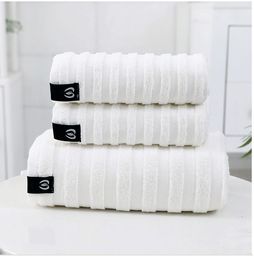 Serviettes de bain Serviettes de bain de luxe Essuie-mains Serviettes de cheveux Serviettes de bain absorbantes rayées Ensemble de serviettes Livraison gratuite