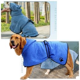 Handdoeken Honden Bathrobe Hondenhanddoek Microveibre Materiaal Snel drogende Cat Dogs Badjas Verstelbare kraag en taille Pet Pet Coat Honden Badjas