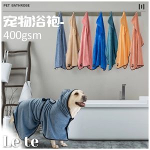 Handdoeken Hondenbadjas Pet Fast Droog Coat Kleding 400GSM Microfiber Dog Robe Absorberende handdoek voor hondenaccessoires Droog na het baden