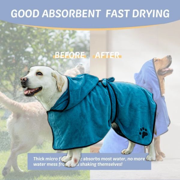 Serviettes chien peignoir animal de compagnie séchage rapide manteau vêtements microfibre chien Robe serviette absorbante pour chiens accessoires séchage après le bain