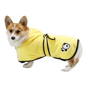 Handdoeken Hond Koraalfleece Badjas Met Kap Warme Nachtjapon Taille Absorberende Badjas Niet-fading Kattenkleding Teddy Corgi Mopshond Huisdier Handdoek