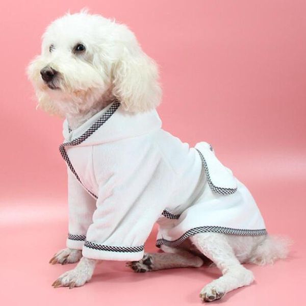 Serviettes Robe de chambre pour chien solide peignoir pour animaux de compagnie chat chiens Robe de séchage pyjama de bain microfibre serviette absorbante costume Pitbull vêtements de douche