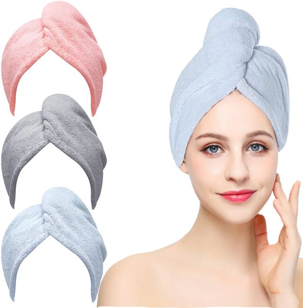 Serviettes serviette à cheveux microfibre, capuchon de bain enveloppé de baignoire premium anti-frisotté enveloppe de séchage pour femmes hommes coiffure sèche chapeau, super absorbant baptisé b
