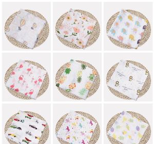 Serviettes Mousseline Bébé Couvertures Coton Nouveau-Né Emmaillotage Bain Gaze Écharpe Pour Bébé Swaddles Enfants Sleepsack Poussette Couverture Tapis De Jeu 72 Modèles