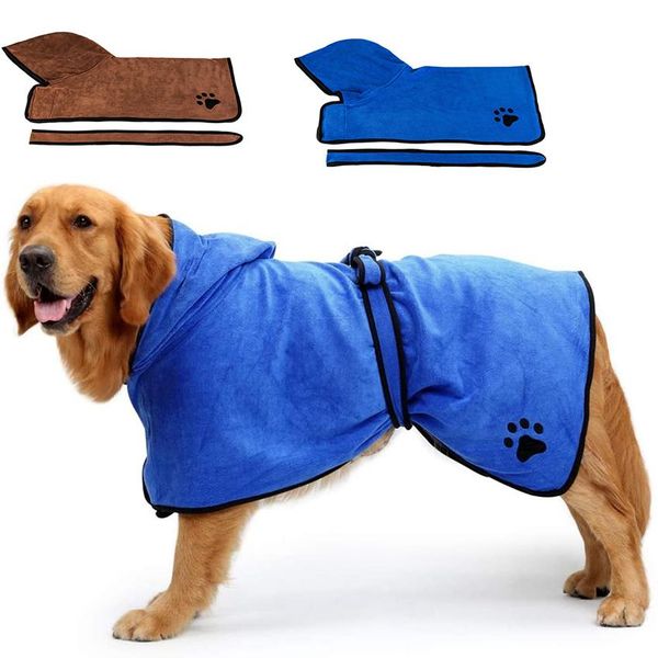 Serviettes Serviettes de bain pour animaux de compagnie peignoir pour chien doux à absorption rapide en Fiber d'eau serviette de séchage pour animaux de compagnie Robe avec chapeau pour petits et grands chiens fournitures pour animaux de compagnie