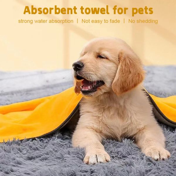 Serviettes pour animaux de compagnie, séchage rapide, pour chien, peignoir de bain en fibres douces, absorbantes, pour chat, pratique, nettoyage des animaux de compagnie, gant de toilette, accessoires pour animaux de compagnie