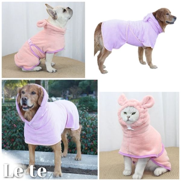 Peignoir à capuche à séchage rapide pour chiens et chats, manteau de séchage pour animaux de compagnie, serviette de plage en microfibre douce, super absorbante, séchage rapide