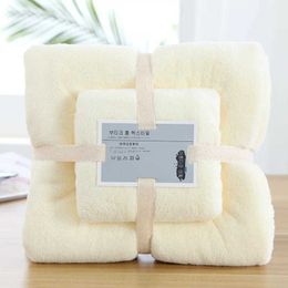 Serviettes robes 2pcs set de luxe super grande serviette haute absorbant à corail doux et serviettes pour le visage à la toison et à visage.