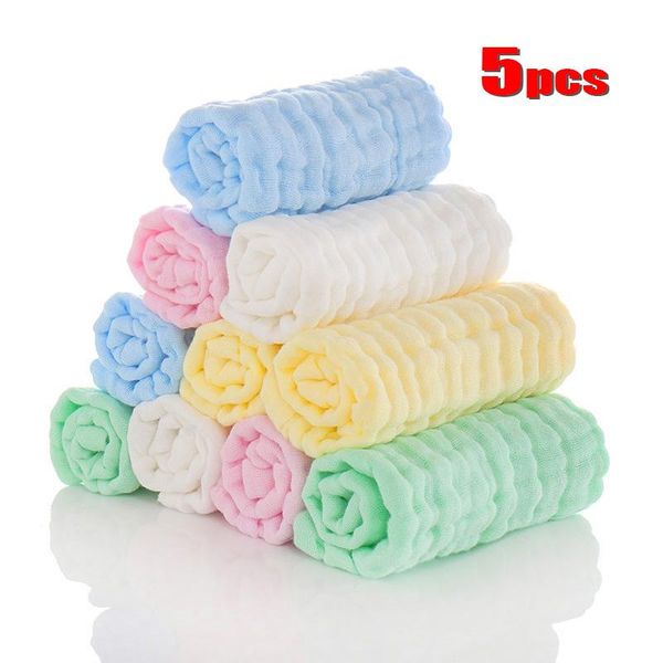 Toallas batas 5 unids/lote muselina 6 capas algodón suave cara de bebé toalla pañuelo baño alimentación toallita toallita paños para eructar