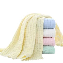 Handdoeken gewaden baby bad handdoek 6 lagen baby gaas ontvanging deken 1 pc kind swaddle wrap beddening 105*105 cm pure katoenen bubbel mousseline deken