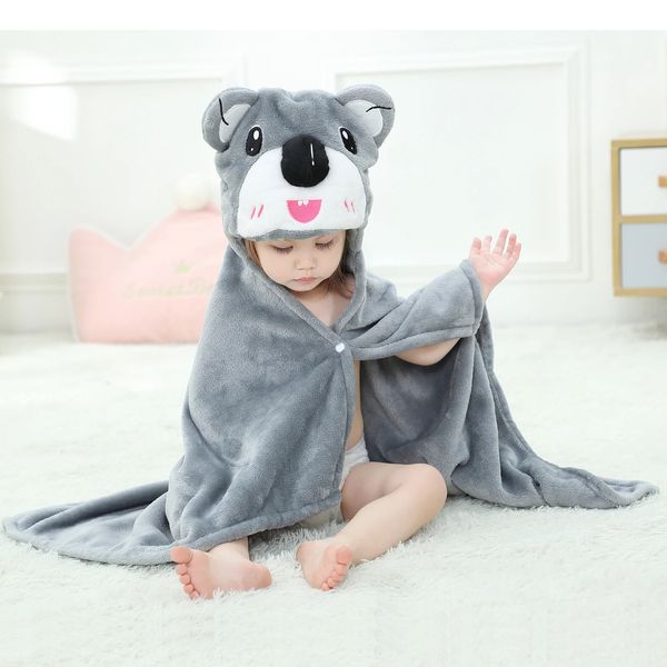 Serviettes Robes Bébé Peignoir Animal Couverture De Bande Dessinée Enfants À Capuchon Enfant Serviette Né Renard Koala Lion Flanelle Bébé Literie Couvertures 231204