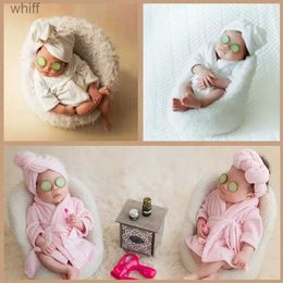 Serviettes Robes Peignoirs De Bain Avec Ceinture Serviette Tenue avec Concombre Accessoires Photo pour Bébés Garçons Filles Nouveau-Né Bébé Séance Photo AccessoiresL231123