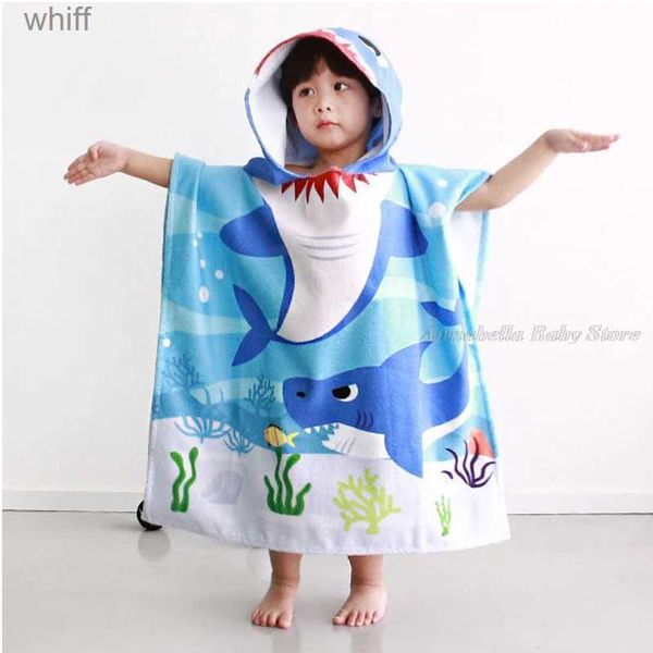 Serviettes Robes Dessin animé bébé serviette de bain microfibre coton à capuche serviette de plage nouveau-né Cape serviettes doux Poncho enfants bain trucs infantile gant de toilette L231123