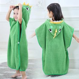 Toallas Batas Algodón de dibujos animados Bebé Poncho con capucha Albornoz Engrosado Toalla de baño con capucha para niños Suave Niños Ropa de baño de playa Toallita infantil 231006