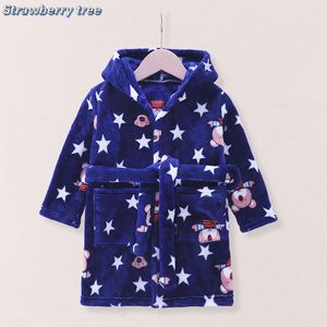 Handdoeken gewaden schattig babymeisjes jongens cartoon kinderen slaapkleding warme winter capuchon fleece kinderen pyjama kleed riem kind badjas 221125