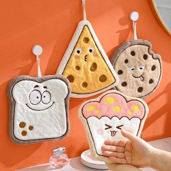 Serviettes robes mignons mouchoirs de pain formes de fromage de pain suspendues serviettes de douche enfants coralliers