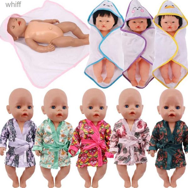 Serviettes Robes Vêtements de poupée Ensemble de peignoir Pyjamas pour poupée américaine de 18 pouces Filles 43 Cm Nouveau Reborn Baby Doll Generation Accessoires d'impression L231123