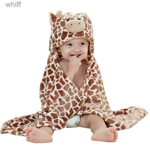Peignoir à capuche en forme de girafe et d'ours pour bébé, serviette de bain douce pour nouveau-né, couverture L231123