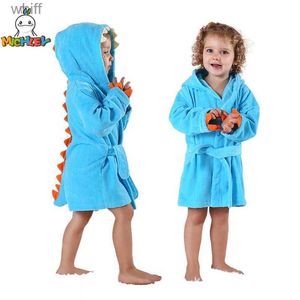 MICHLEY dinosaure à capuche coton bébé peignoir doux infantile serviette de bain Robe couverture pyjamas enfants hiver pour enfants garçon filles 1-5TL231123