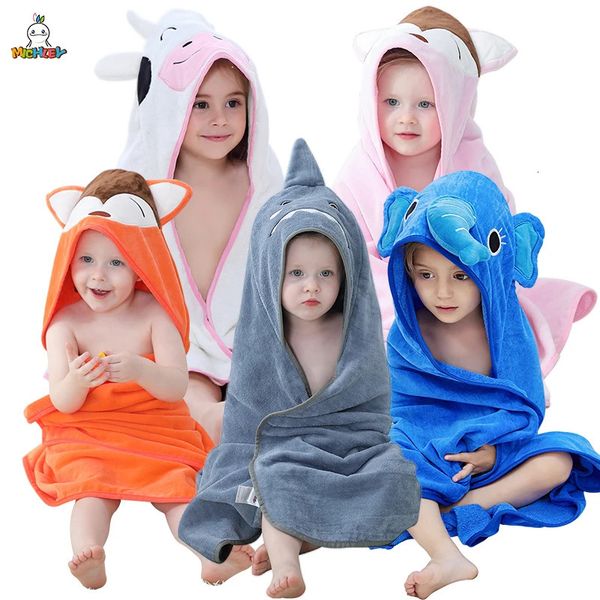 Serviettes Robes MICHLEY coton doux visage d'animal à capuche bébé serviette de bain né peignoir douche pour enfants garçon filles unisexe couverture pour bébé 0-6T 231204