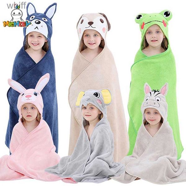 Serviettes Robes MICHLEY enfant en bas âge à capuche bébé serviettes de bain peignoir douche doux chaud dormir Swaddle couverture pour garçons filles enfants nouveau-né 0-9TL231123