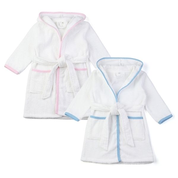 Serviettes Robes Monogramme Robe de bain garçons ceinture coton tissu éponge à manches longues boutonné avec chapeau Gilrs Robe pour enfants 220909