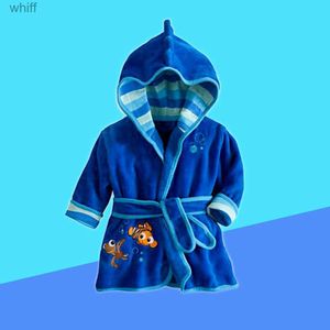 Towels Robes New Children Pijama Infantil Kids Warm Pajama Nemo Pyjamas Boys Baby Girls Blue Clown Fish Animal Flannel Sleepwear RobeL231123