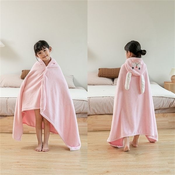 Serviettes Robes Serviette à capuche à séchage rapide pour enfants artoon Cape peignoir avec capuche en polaire corail pour bébés bain Playa Sauna plage robe de douche 231204