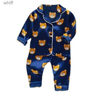 Toallas Batas Niño Seda Satén Pijamas Pijamas Conjunto Bebé Ropa de dormir Pijama Pijamas Traje Niños Niñas Dormir Conjunto de dos piezas Otoño Niños LoungewearL231123